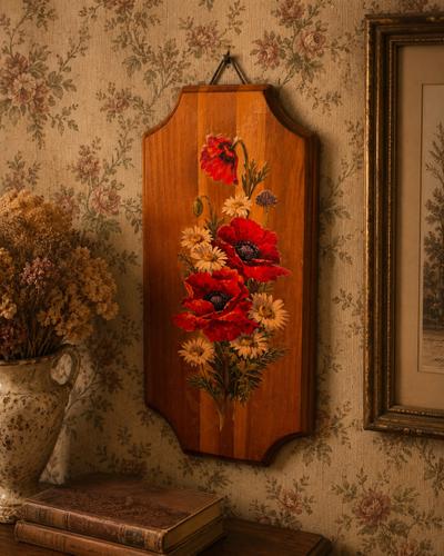1970s Decoupage Flower Art