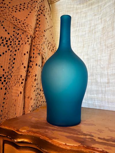 1970s Turquoise Glass Vase
