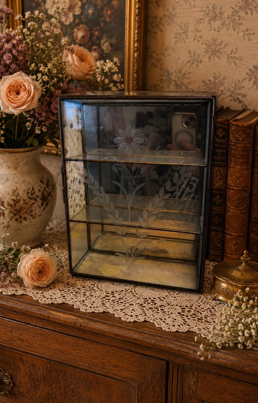 1980s Glass Curio Cabinet