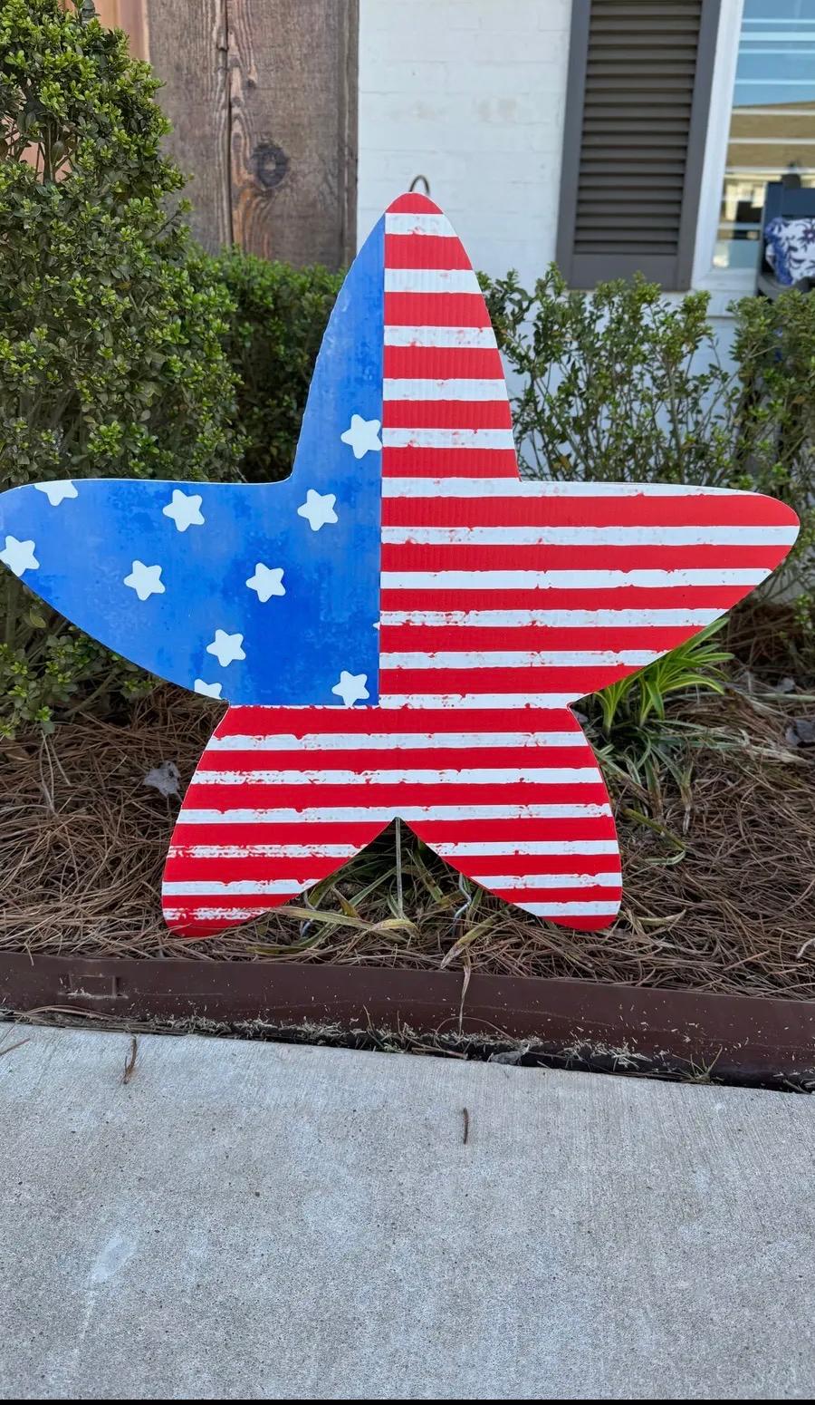 AMERICAN FLAG STAR | FLOWER POT ART 
