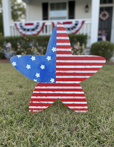 AMERICAN FLAG STAR | FLOWER POT ART 