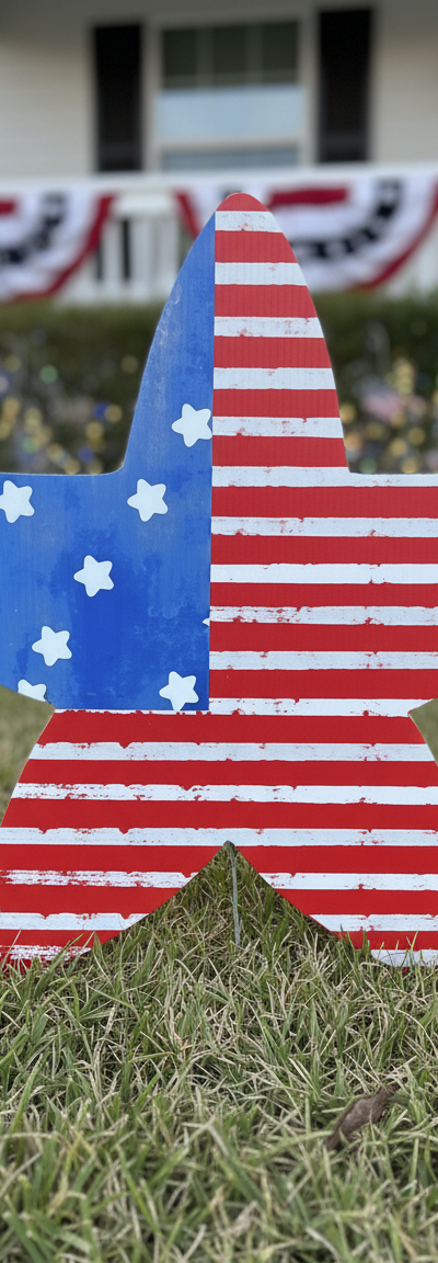 AMERICAN FLAG STAR | FLOWER POT ART 