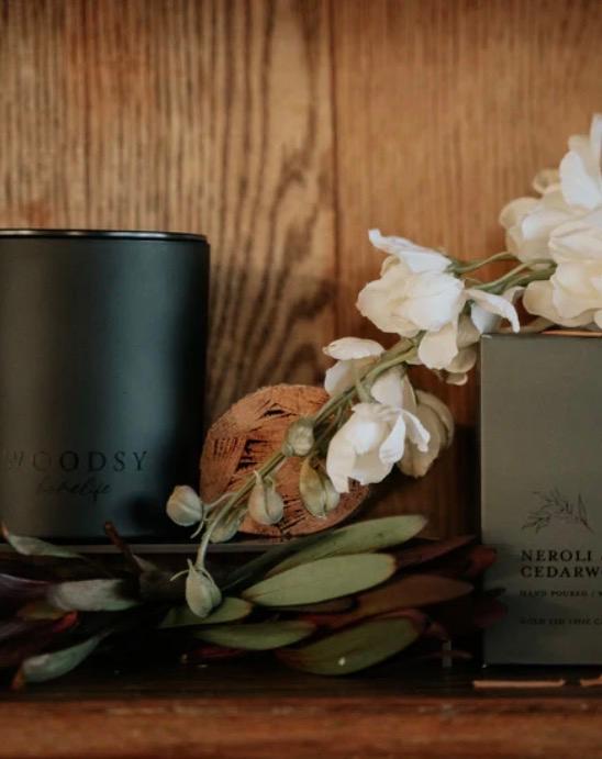 Hand Poured | Wooden Wick | Soy-Based | Gold Lid Boutique Box Candle | Neroli & Cedarwood 