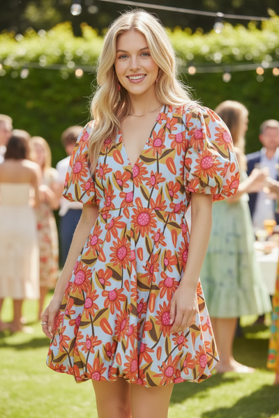 Puff Sleeve Floral Dress 