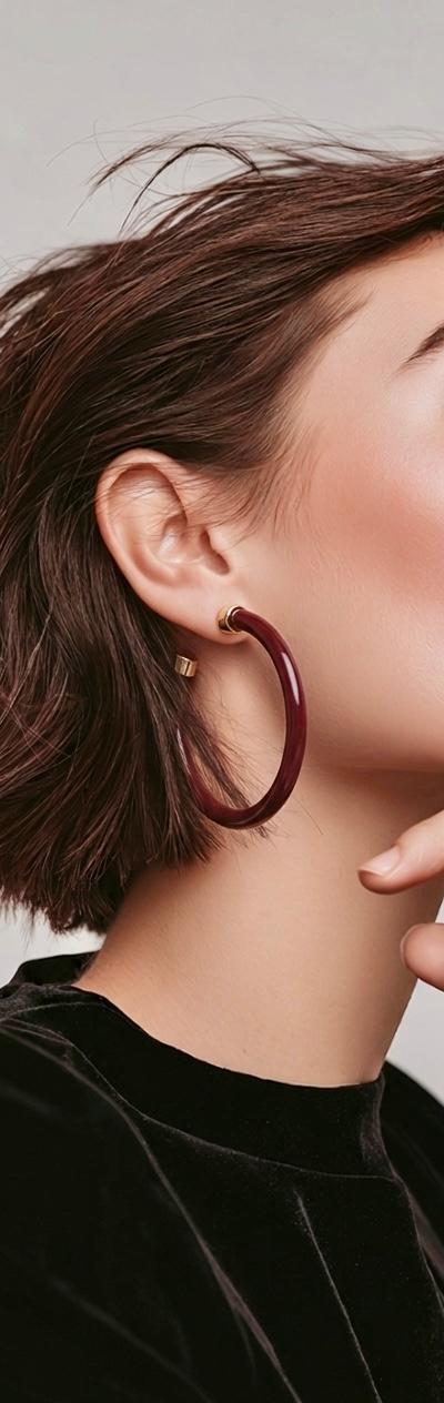 Lightweight Large Hoop Earrings-Maroon with Gold | Hypoallergenic