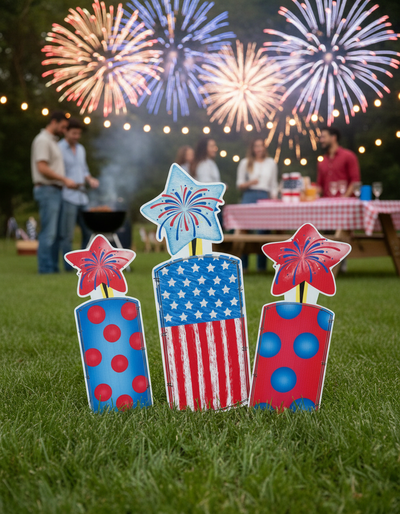 FIREWORK TRIO  YARD ART  ( 1 Set of 3) 