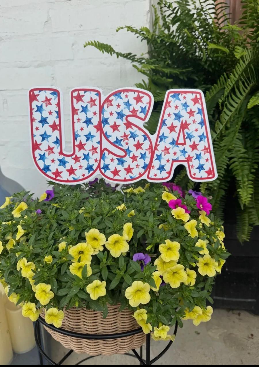 USA-STARS   FLOWER POT DECOR