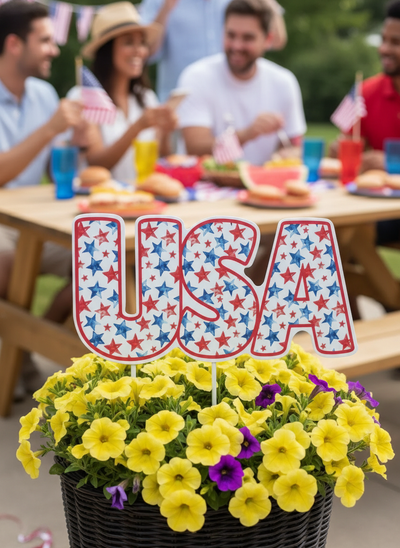 USA-STARS   FLOWER POT DECOR