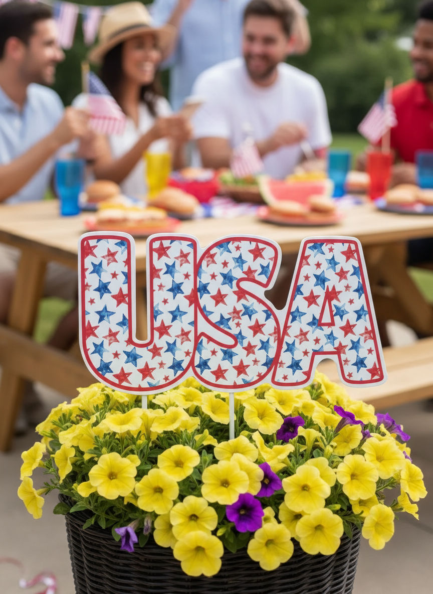 USA-STARS   FLOWER POT DECOR