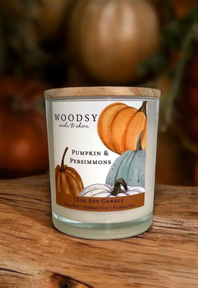 Hand Poured | Wooden Wick | Soy-Based | Wooden Lid Candle  |   Pumpkin & Persimmons 