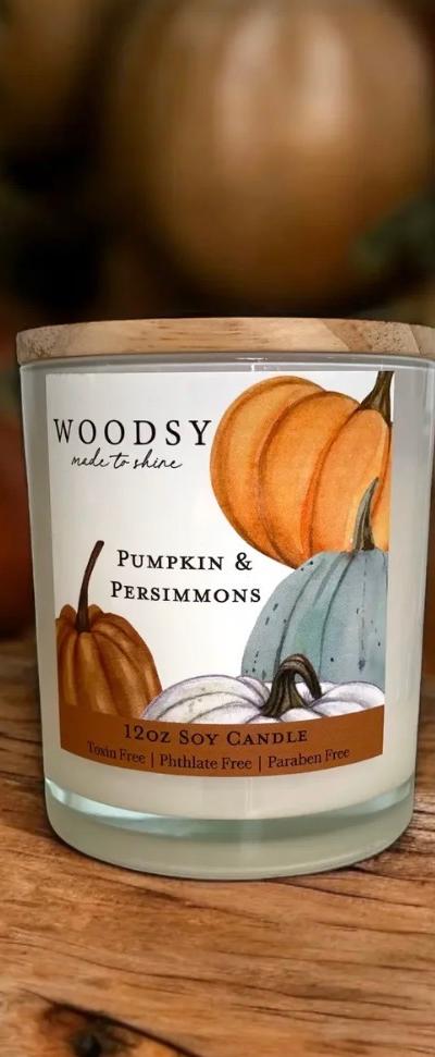 Hand Poured | Wooden Wick | Soy-Based | Wooden Lid Candle | Pumpkin & Persimmons