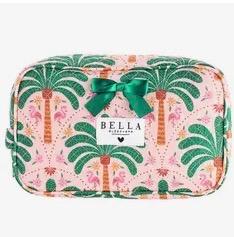 Quilted Cosmetic Bag - Pink + Palm Trees 