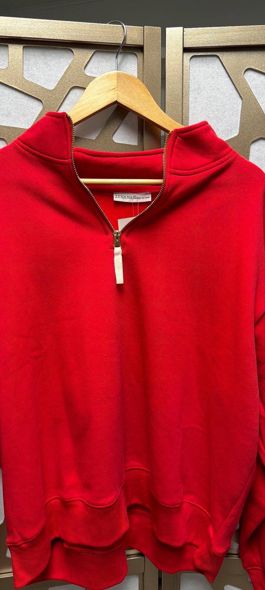 Red quarter zip 