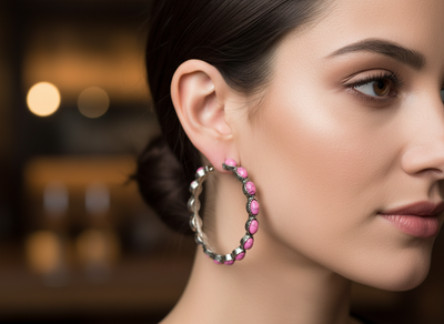 Western Stone Hoop Earrings 