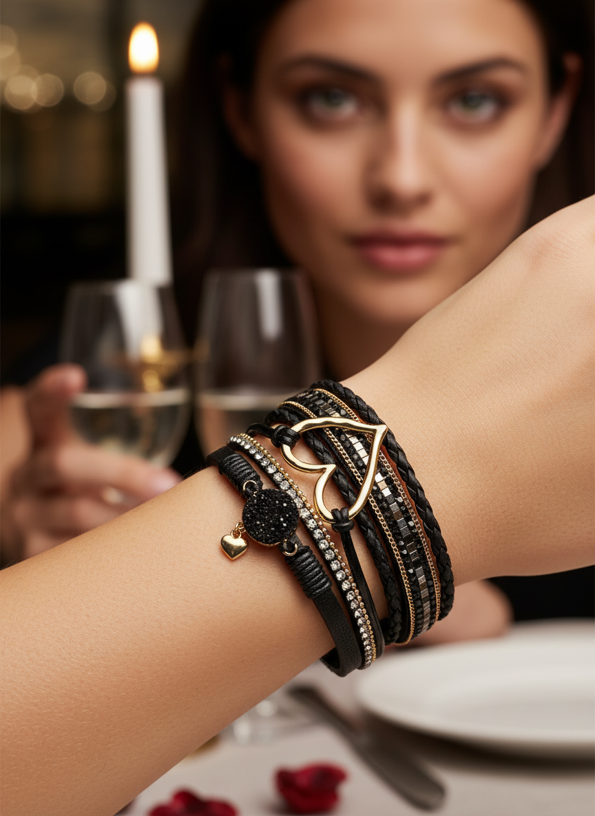 Multi-Layer Bracelet with Heart