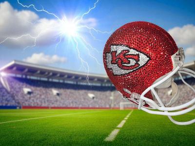 Handcrafted Kansas City Chiefs Rhinestone Helmet – Sparkle Like a Champion!