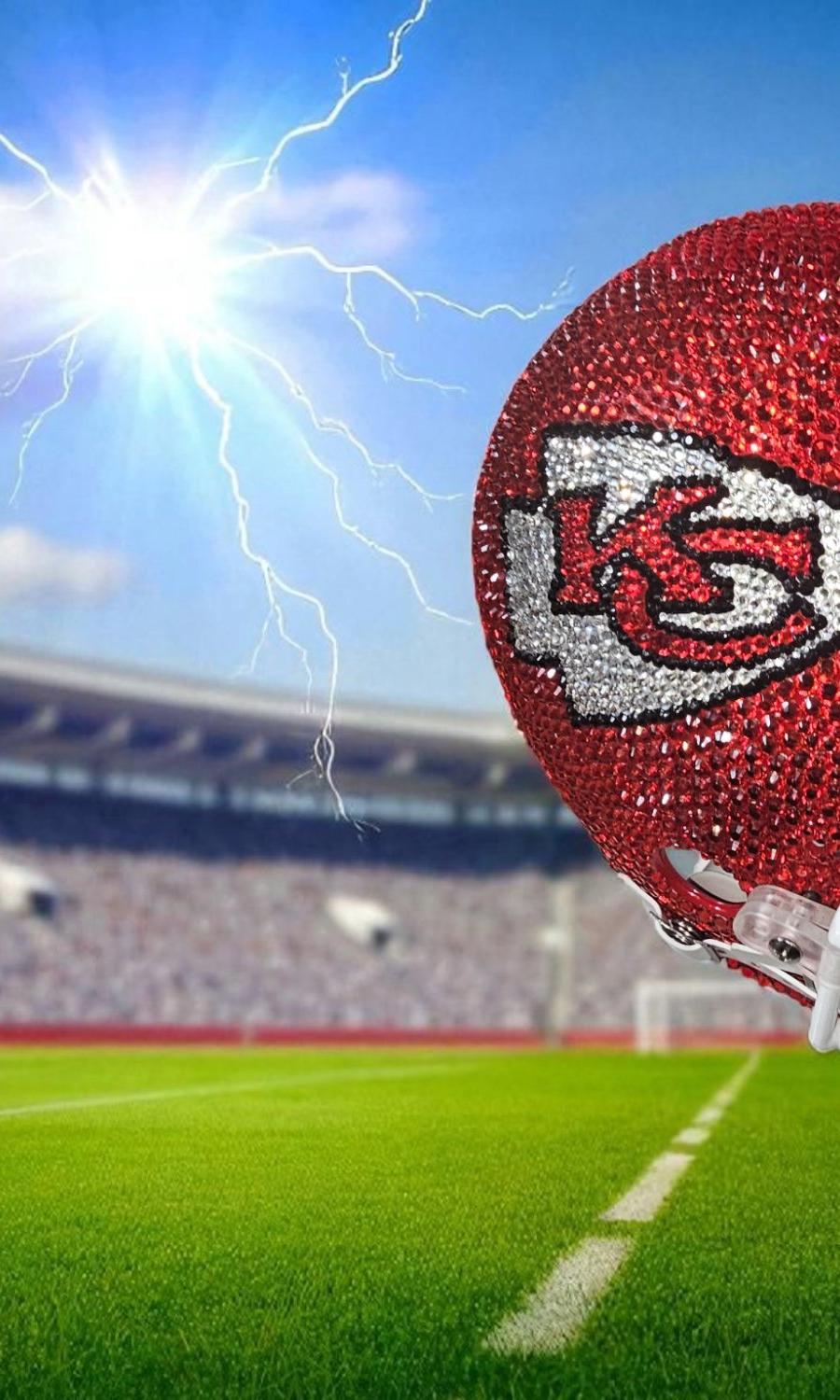 Handcrafted Kansas City Chiefs Rhinestone Helmet – Sparkle Like a Champion!