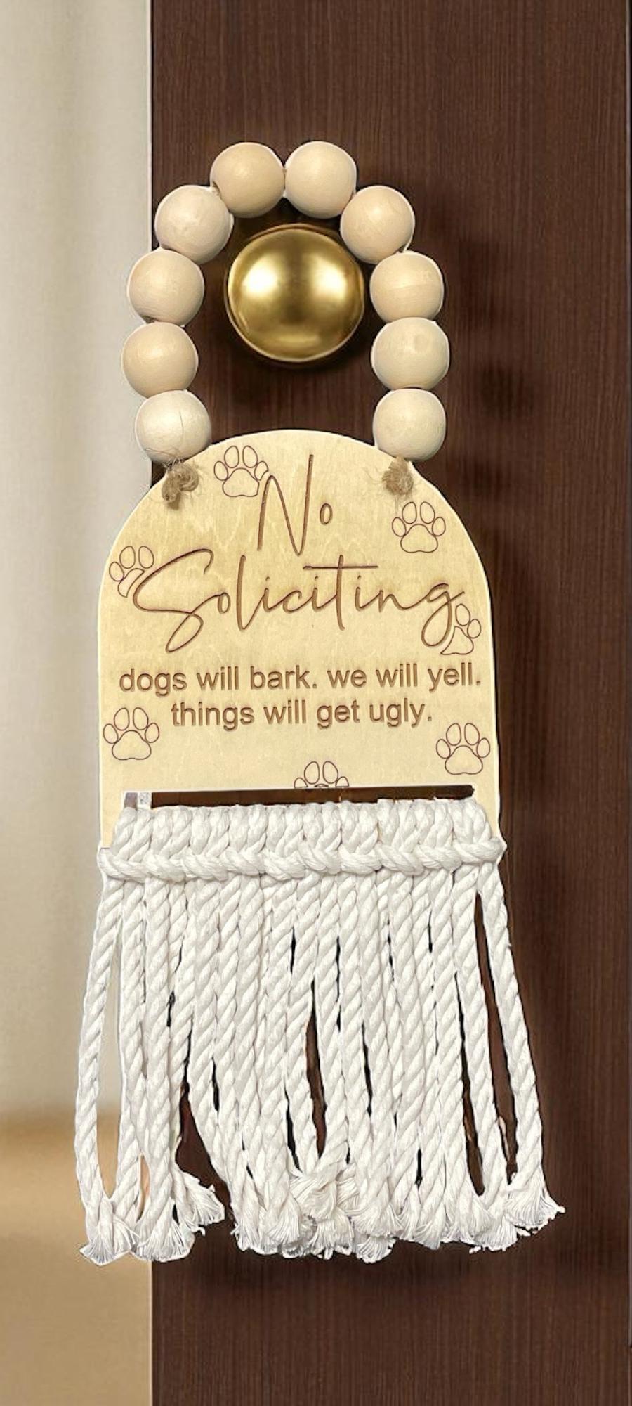 No Soliciting Beaded Door Hanger