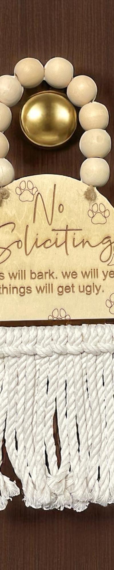No Soliciting Beaded Door Hanger