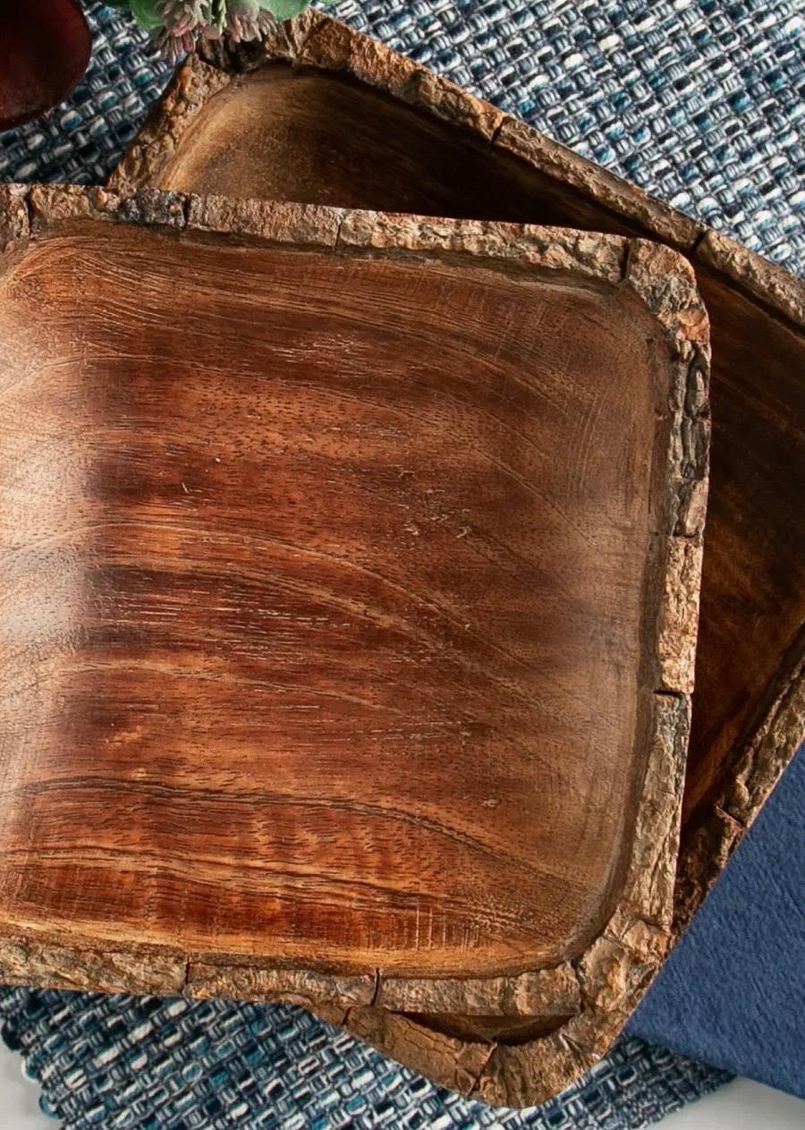 Rustic Mango Wood Bark Bowl
