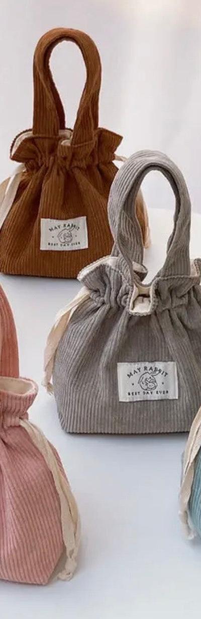 Corduroy Drawstring Mini Bag
