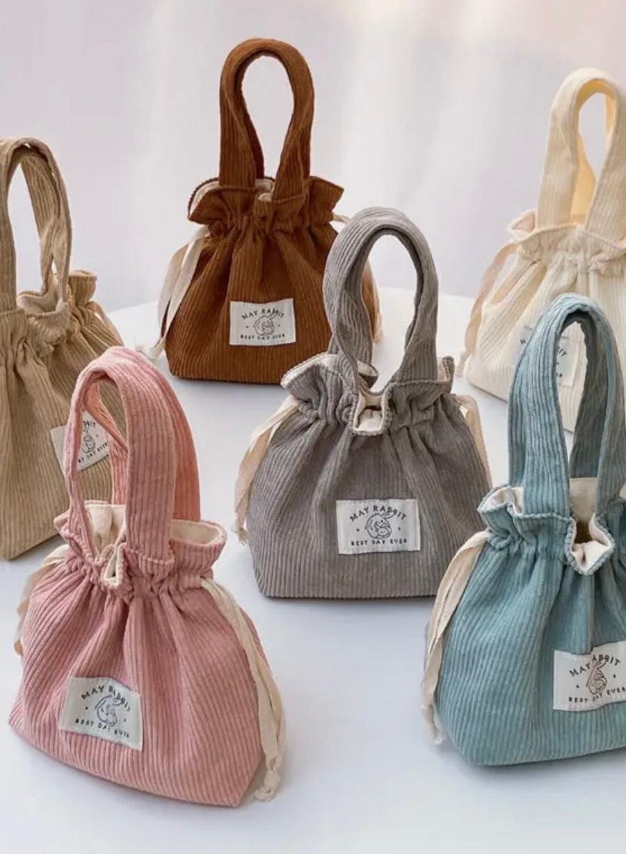 Corduroy Drawstring Mini Bag