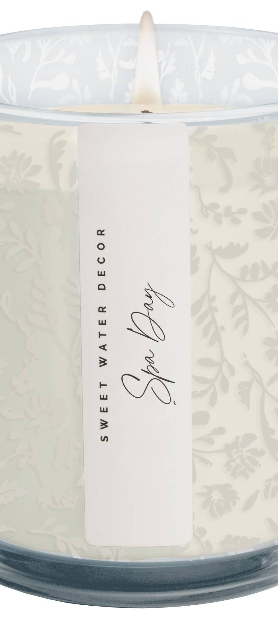 *NEW* Spa Day 12 oz Soy Candle, Blue Tinted Floral Jar