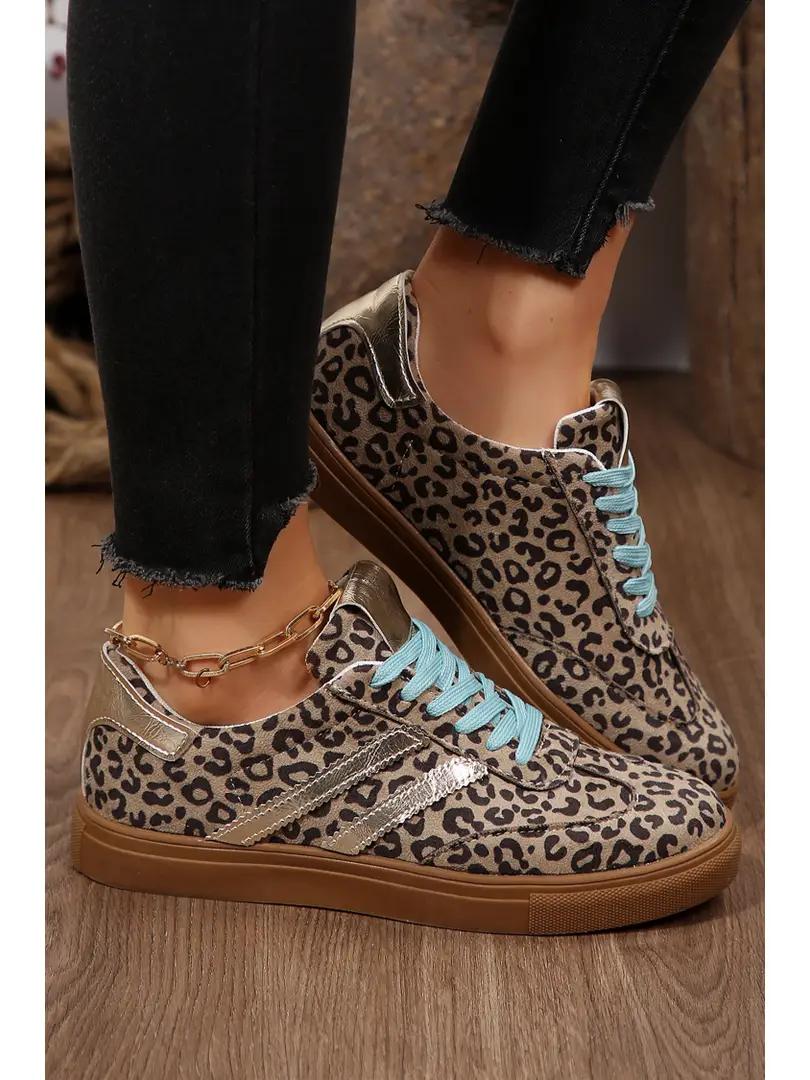 Leopard Detail LaceUp Sneakers
