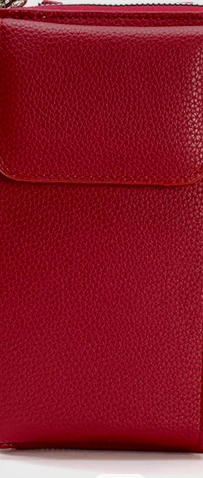 Red Cellphone Crossbody Bag with Embroidery Strap