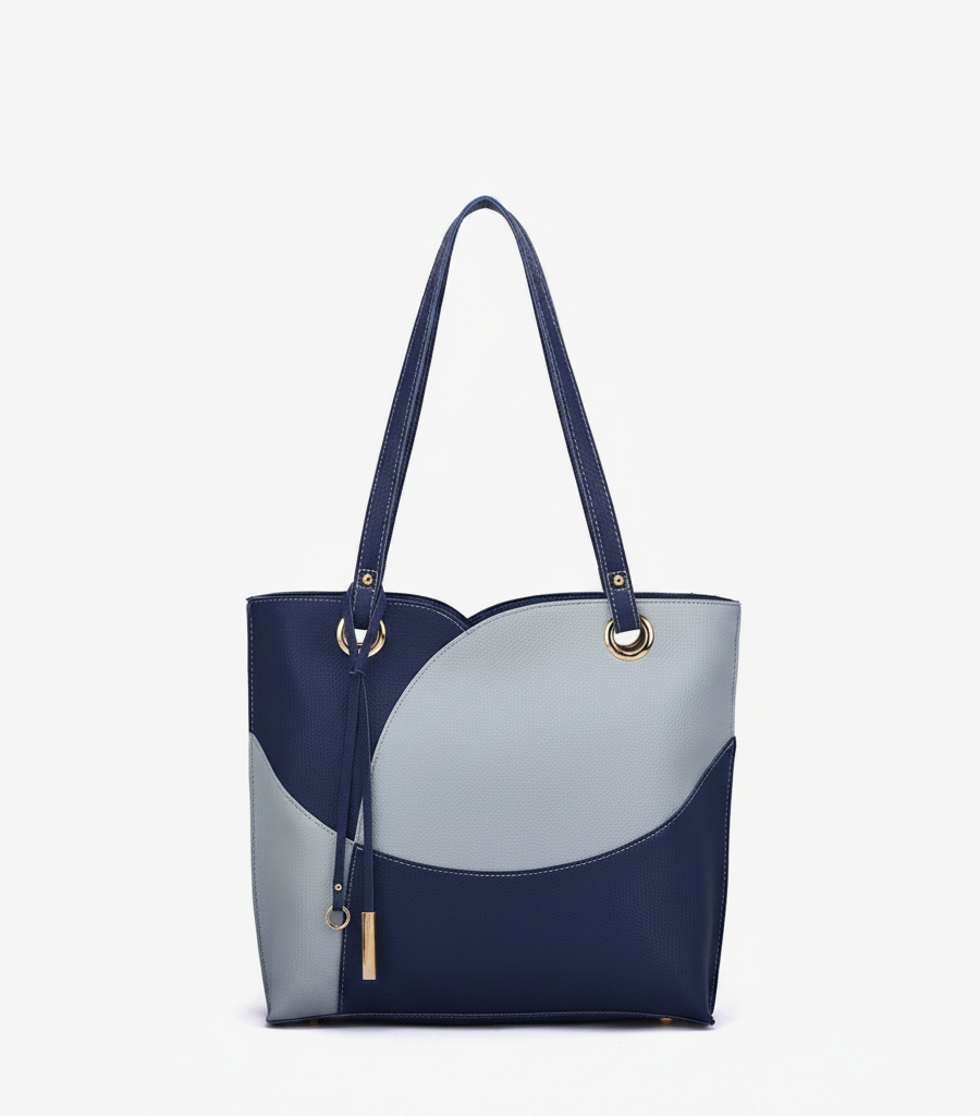Itzel Color Block Tote - Navy