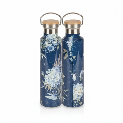Insulated Bottle Blue Florals Stainless Steel
