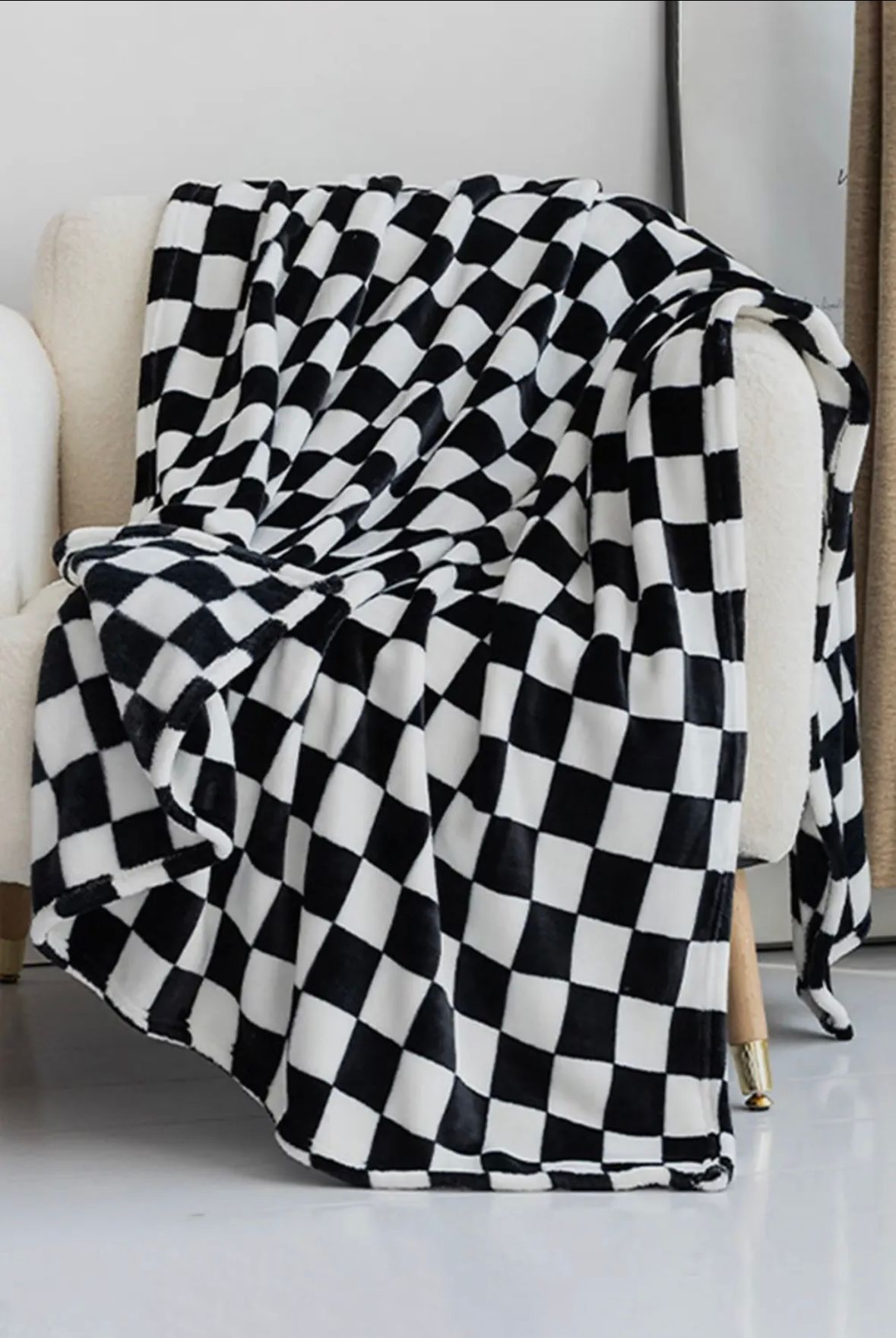 Checkerboard Printed Soft Throw Blanket 