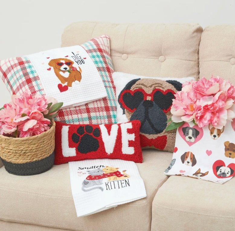 Valentine's Day Love Paw Throw Pillow