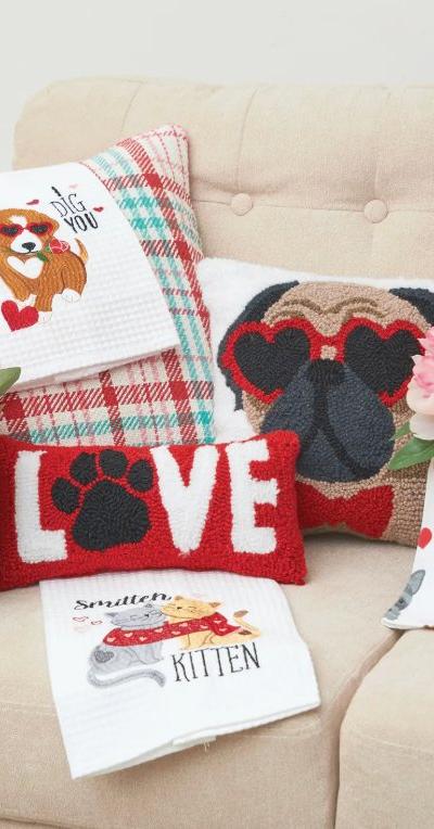 Valentine's Day Love Paw Throw Pillow