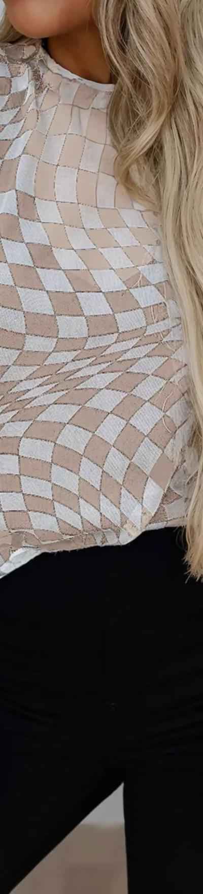 Checkered Pattern Long Sleeve Top