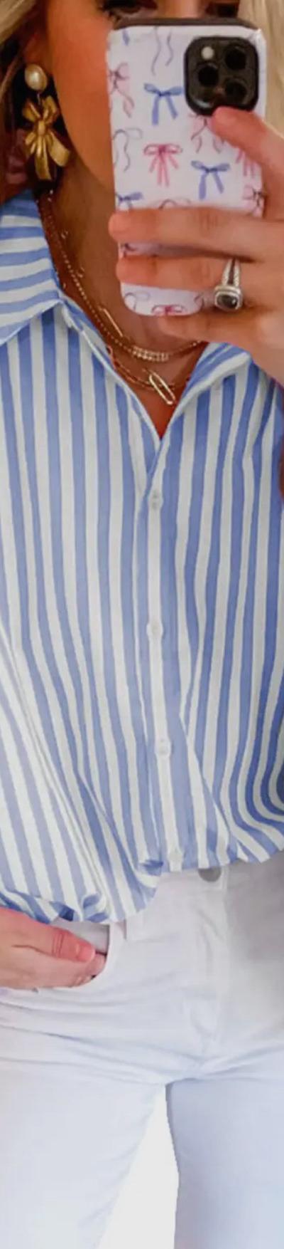Stripe Dolman Sleeve Oversize Shirt