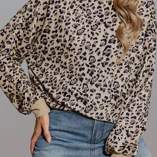 Wild Leopard Print Round Neck Sweatshirt