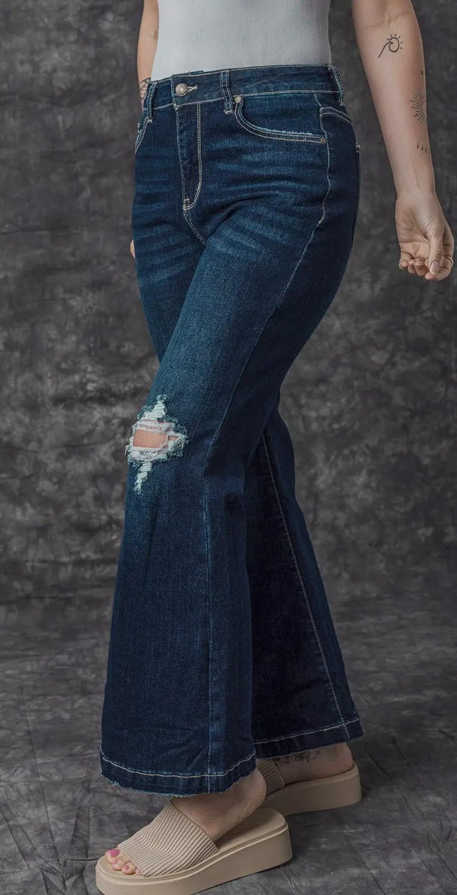 Khloe High Rise Ripped Bell Bottom Jean