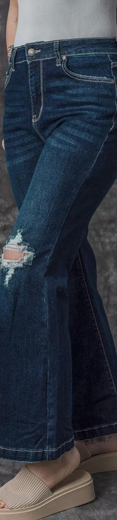 Khloe High Rise Ripped Bell Bottom Jean