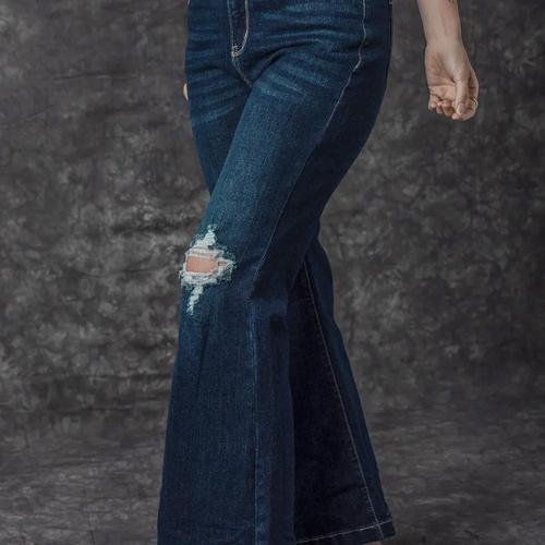 Khloe High Rise Ripped Bell Bottom Jean