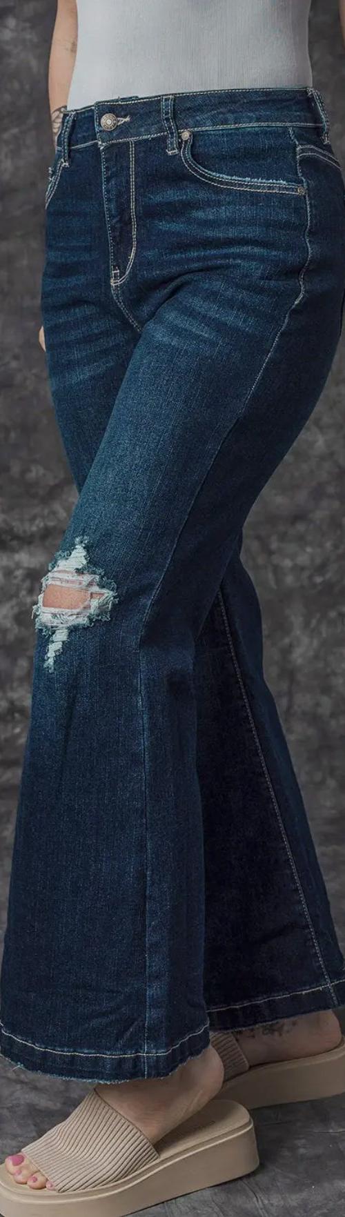 Khloe High Rise Ripped Bell Bottom Jean