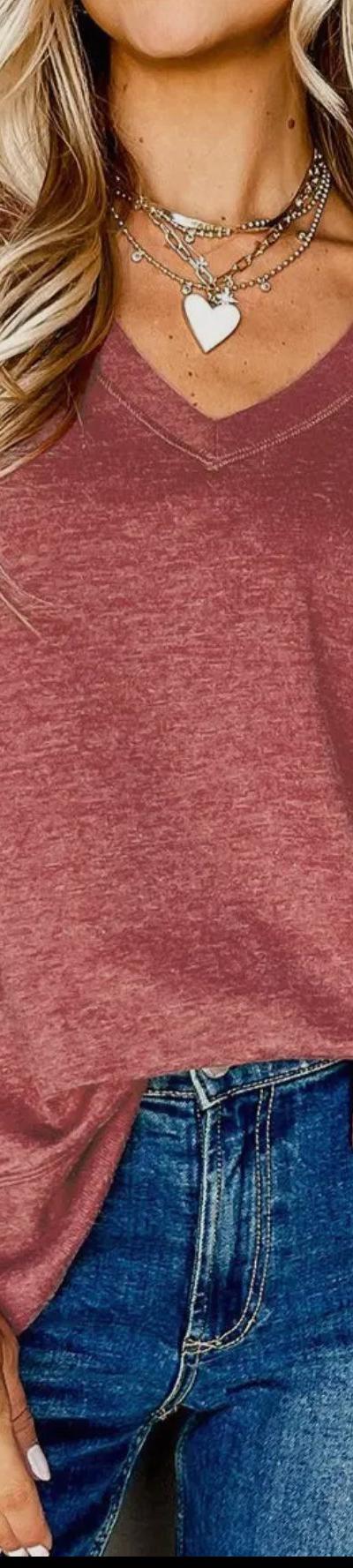 V-Neck Side Slit Tunic Top