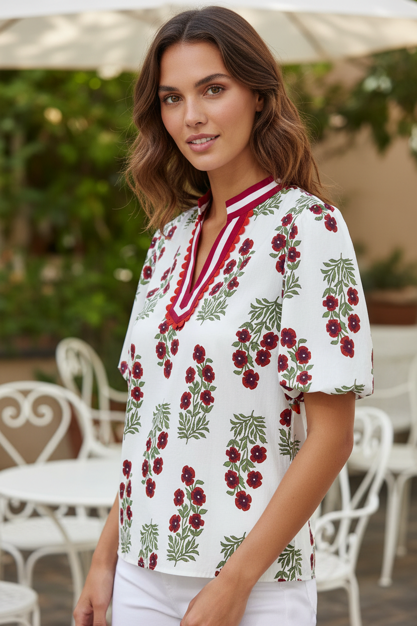 Katherine Short Sleeve Cotton PLUS Blouse