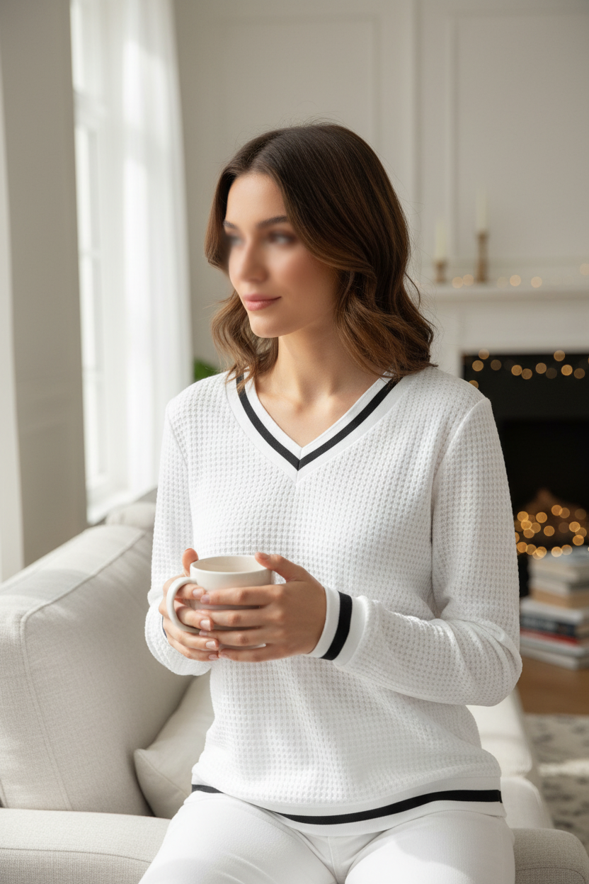 Greta Trim Pullover Waffle Top