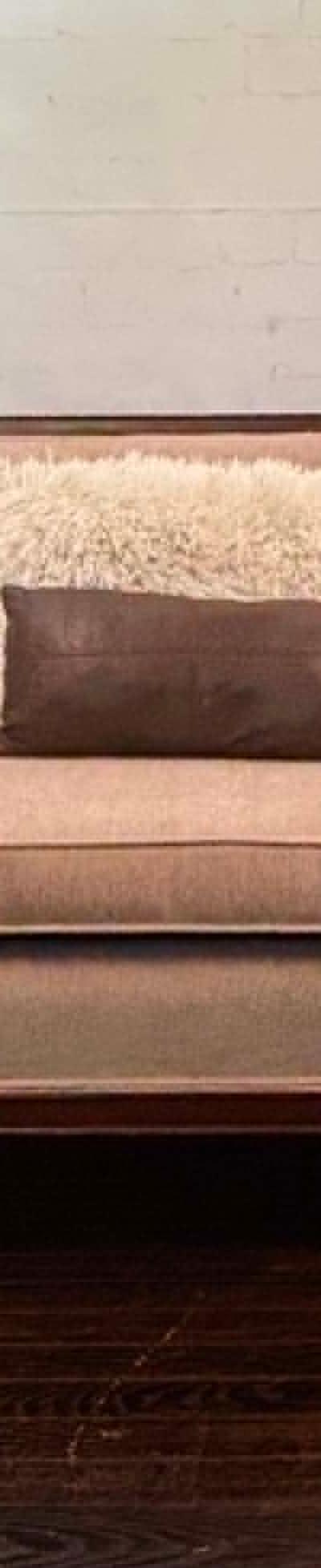 Pair of Vintage MCM Settees | Professionally Reupholstered Loveseats | Neutral Curved Sofas | Designer Style Seating