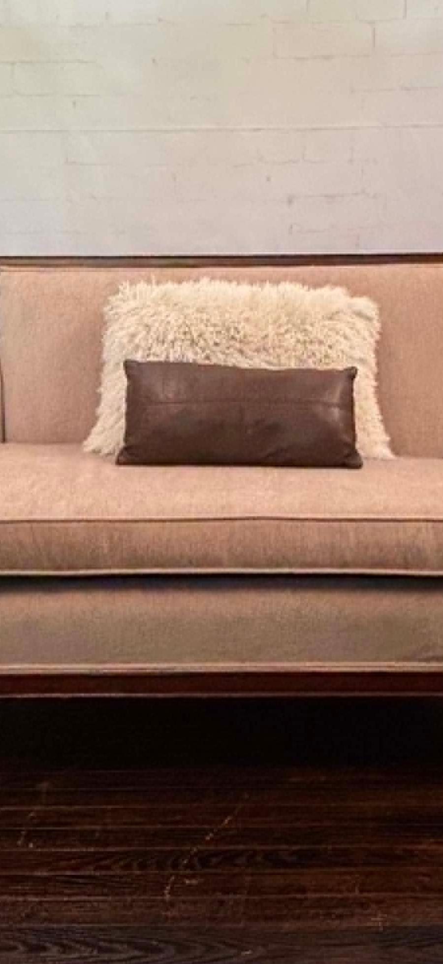 Pair of Vintage MCM Settees | Professionally Reupholstered Loveseats | Neutral Curved Sofas | Designer Style Seating