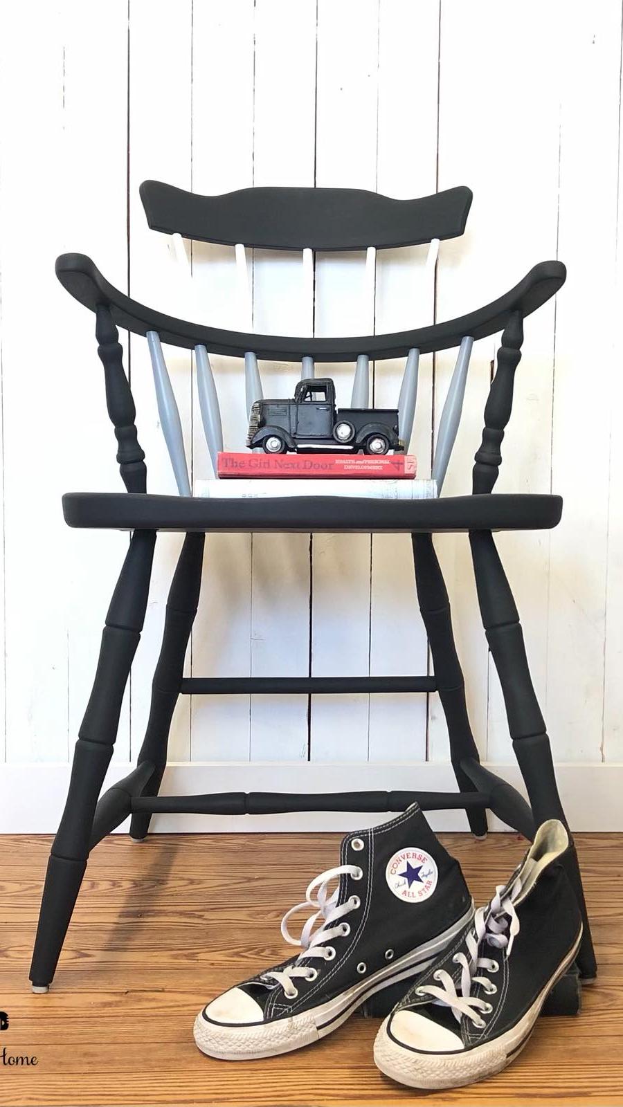 Vintage Black Spindle Accent Chair, Cottage Core Windsor Style
