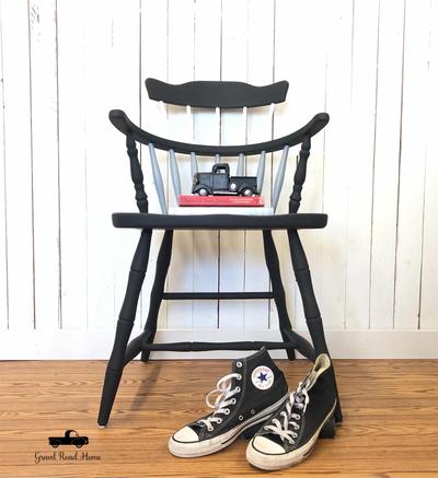 Vintage Black Spindle Accent Chair, Cottage Core Windsor Style