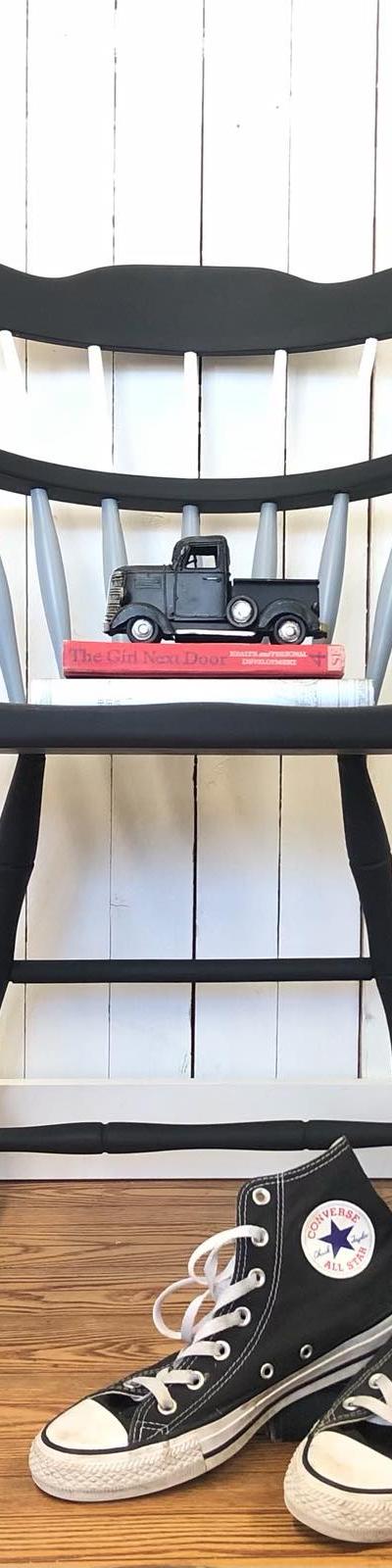 Vintage Black Spindle Accent Chair, Cottage Core Windsor Style