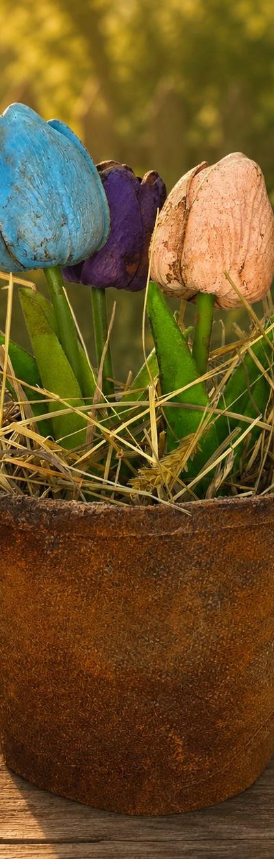 Real Feel Tulip Arrangement in Grungy Peat Pot
